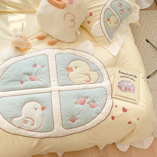 Cute Fairy Little Duck Washed Cotton Four-Piece Bed Set - Harmony Gallery