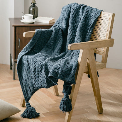 Knitted Nordic Quilt Tassel Winter Sofa Blanket - Harmony Gallery