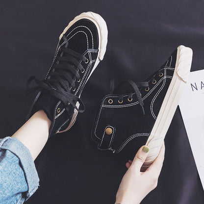 All-Match High-Top Cotton Canvas Winter Women's Boots - Harmony Gallery