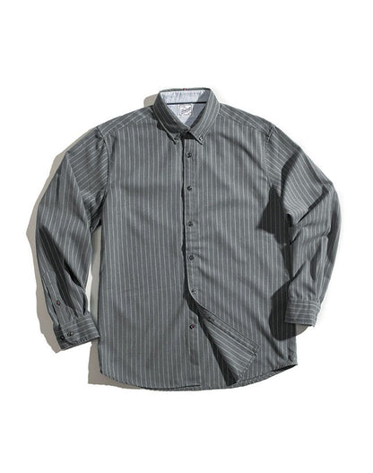 American Retro Vertical Stripes Business Casual Men's Shirt - Harmony Gallery