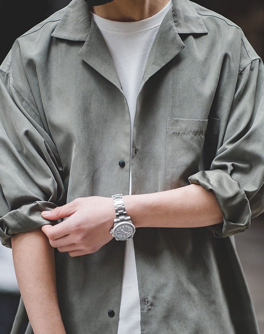 Workwear American Folded Vintage Loose Men's Shirt - Harmony Gallery