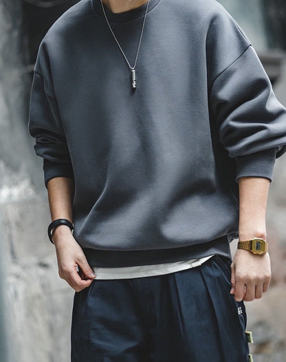 Cotton Tooling Retro Drop-Shoulder Round Neck Men's Sweater - Harmony Gallery