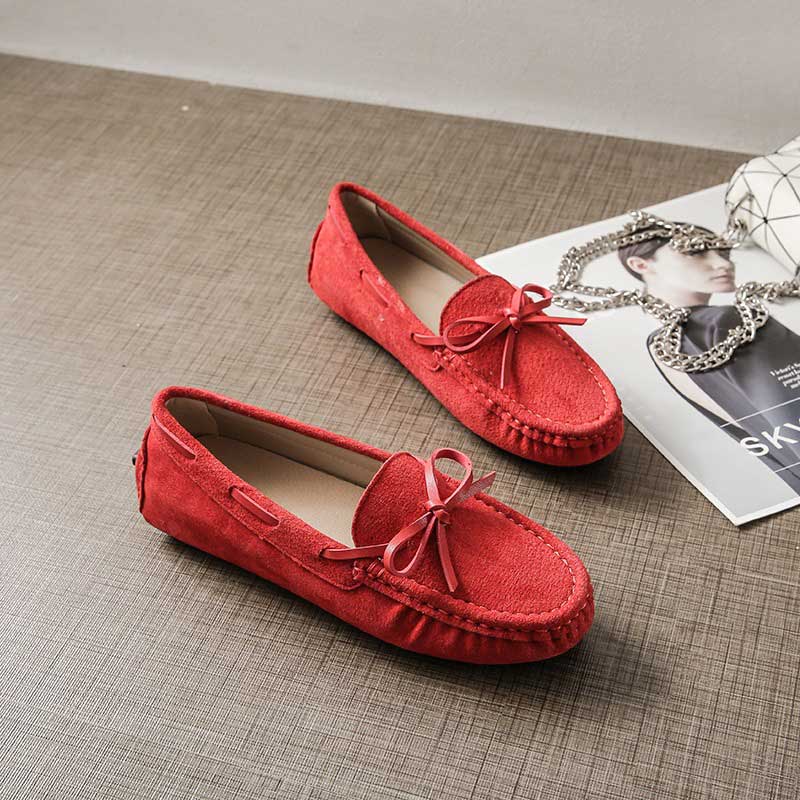 Genuine Leather Comfy Scoop Frosted Flat Women's Loafer - Harmony Gallery