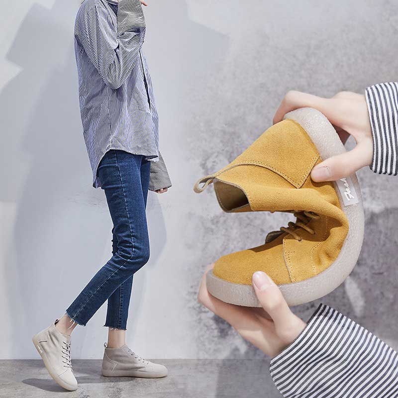Mori Retro High-Top Frosted Leather Women's Shoes - Harmony Gallery