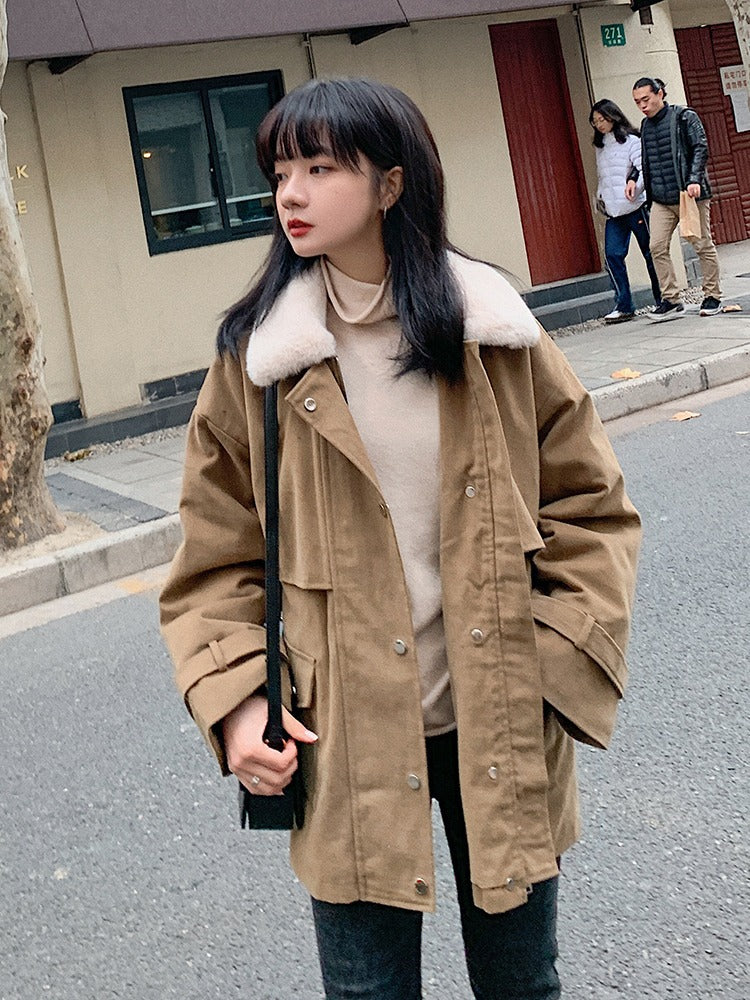 Cotton Port Style windbreaker Loose Women's Coat - Harmony Gallery