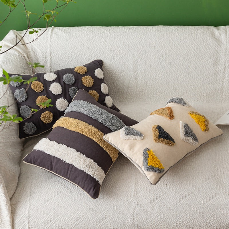Cotton Tufted Pillow Light Luxury Cover Homestay Sofa Cushion - Harmony Gallery