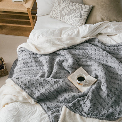 Princess Wind Knitted Tassel Plus Velvet Towel Sofa Blanket - Harmony Gallery
