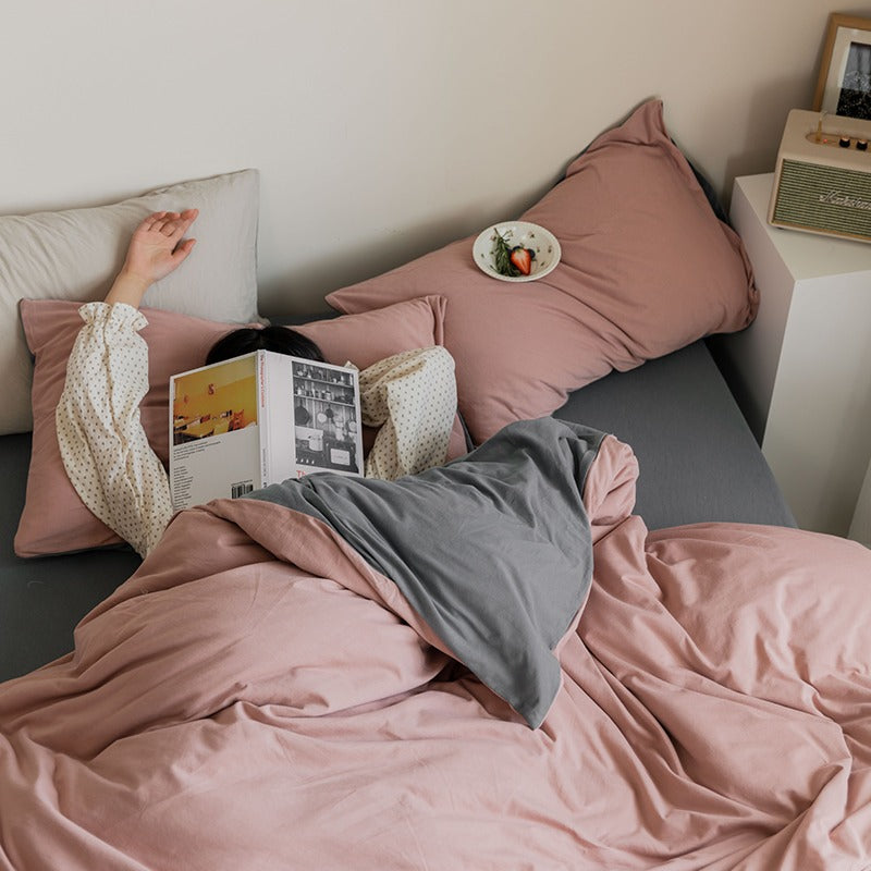 Pure Cotton Skin-Friendly Knitted Four-Piece Breathable Bed Set - Harmony Gallery