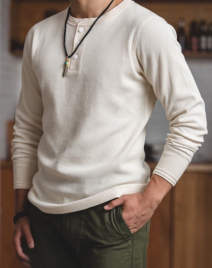 American Tooling Retro Long Sleeve Waffle Men's Sweater - Harmony Gallery