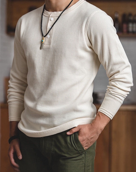 American Tooling Retro Long Sleeve Waffle Men's Sweater - Harmony Gallery
