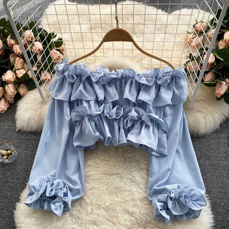 Sexy Ruffled Sunscreen Chiffon Women's Waist Top - Harmony Gallery