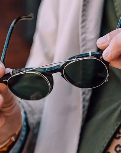 Handmade Depp Round Frame Detachable Dual-use Polarized Men's Sunglasses - Harmony Gallery