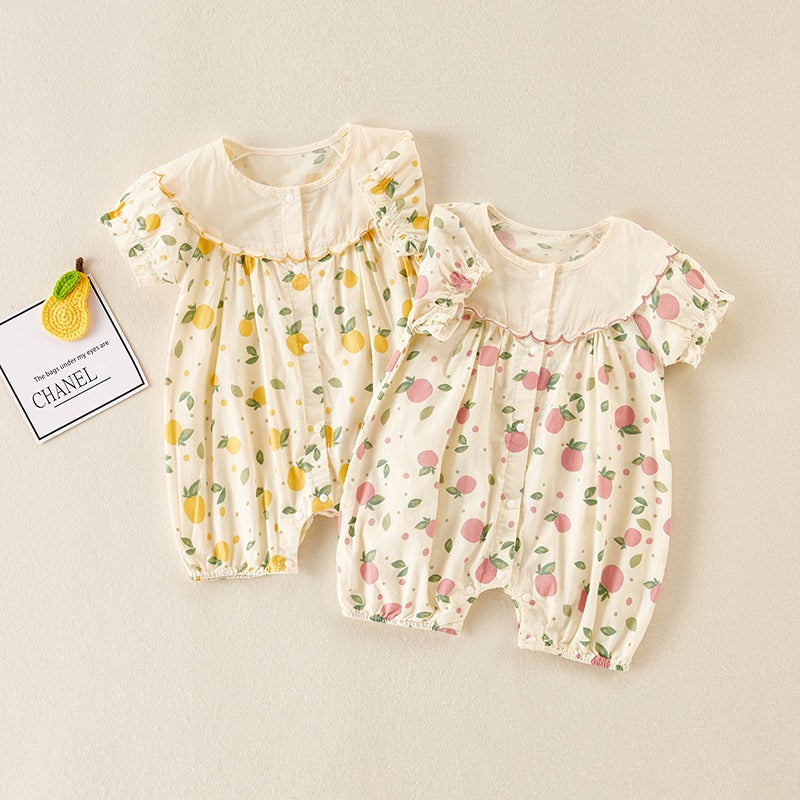 Summer Thin One-Piece Cute Full Moon Baby Girl Romper - Harmony Gallery