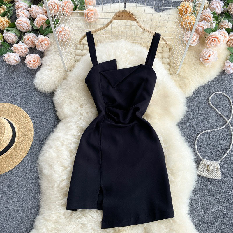Elegant Irregular Scheming Pleated Slim Women's Dress - Harmony Gallery