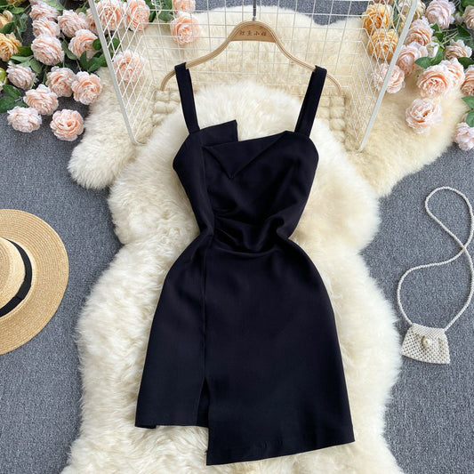 Elegant Irregular Scheming Pleated Slim Women's Dress - Harmony Gallery