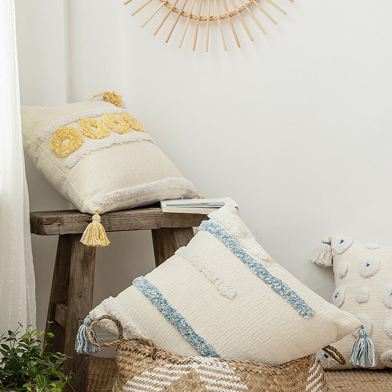 Handmade Bohemian Style Indian Tufted Pillow Cushion - Harmony Gallery