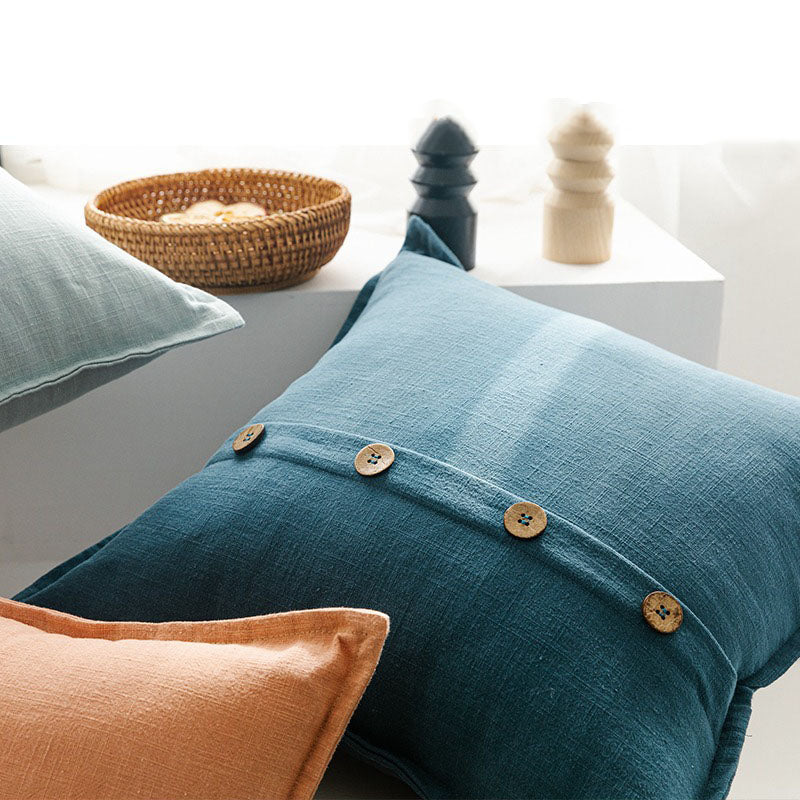 Cotton Linen Coconut Button Living Room Sofa Cushion - Harmony Gallery
