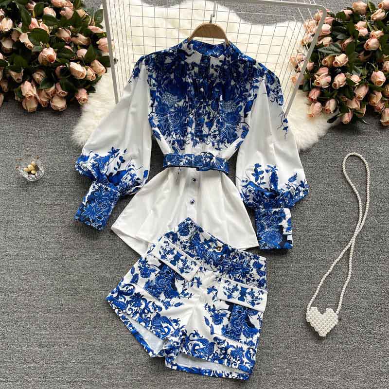 Palace Style Temperament Retro Printed Women's Suits - Harmony Gallery