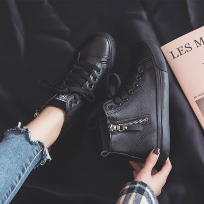 High-Top Waterproof Leather Soft Bottom Canvas Women's Boots - Harmony Gallery