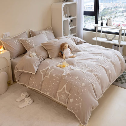 Light Luxury Cotton Four-Piece Set Fresh Princess Bed Sheet - Harmony Gallery
