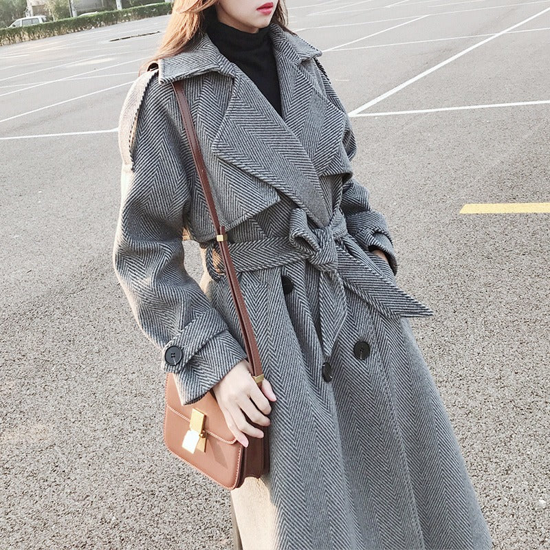 Mid-Length Casual Woolen Loose Women's Coat - Harmony Gallery