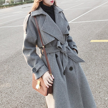 Mid-Length Casual Woolen Loose Women's Coat - Harmony Gallery