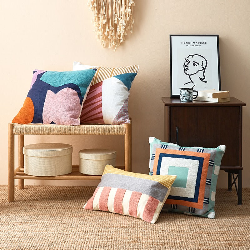 Nordic Cotton Embroidery Simple Living Room Sofa Cushion - Harmony Gallery