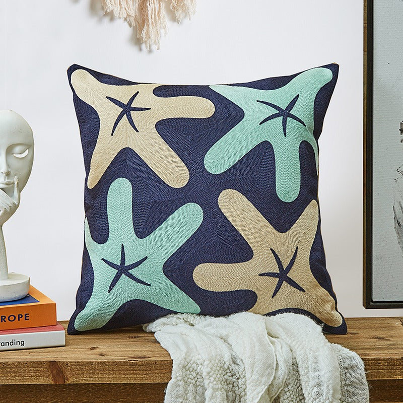 Nordic Ocean Cotton Embroidery Living Room Sofa Cushion - Harmony Gallery