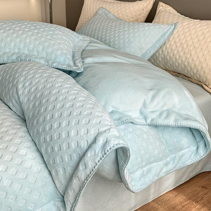 Waffle Velvet Four-Piece Flannel Winter Thickened Bed Set - Harmony Gallery