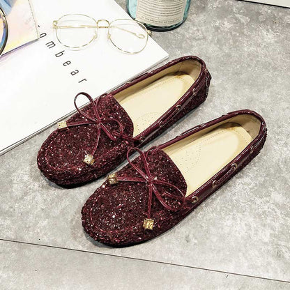 Sequined Soft All-Match Flat Bottom Trendy Women's Loafer - Harmony Gallery