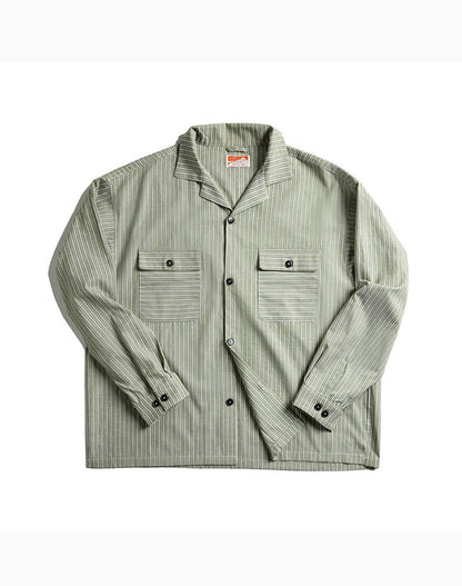 Workwear Retro Yellow Striped Vintage Men's Shirt - Harmony Gallery