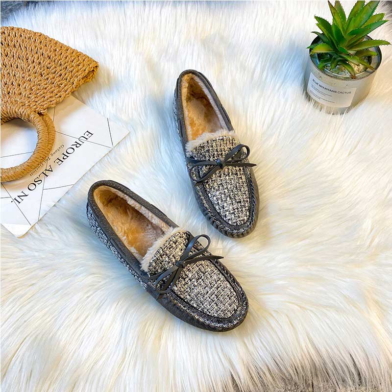 Trendy Winter Leather Non-Slip Women's Flat Loafer - Harmony Gallery