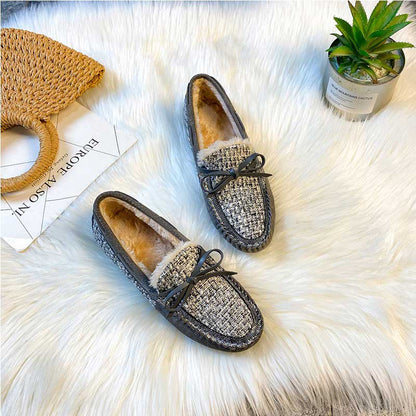 Trendy Winter Leather Non-Slip Women's Flat Loafer - Harmony Gallery