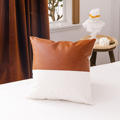 Nordic Leather Canvas Stitching Printing Sofa Cushion - Harmony Gallery