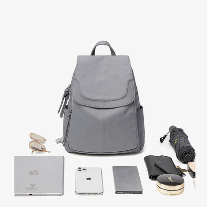 Soft Leather Simple Lightweight Large Women's Backpack - Harmony Gallery