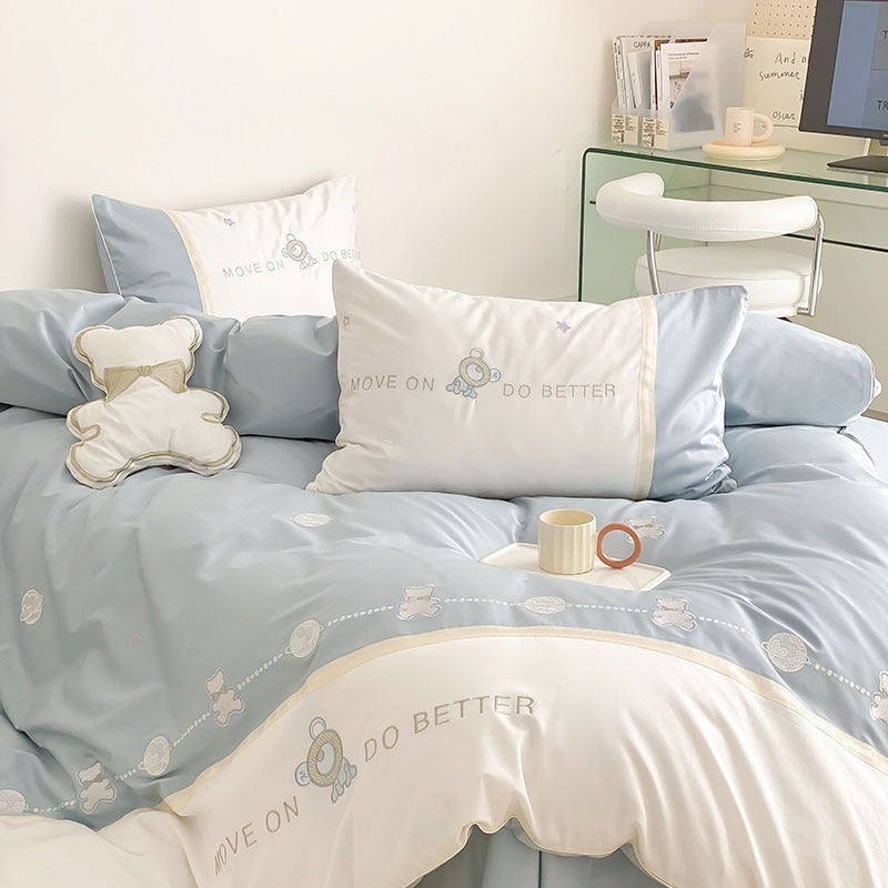 Long-Staple Five-Piece Pure Cotton Cute Bear Bed Set - Harmony Gallery