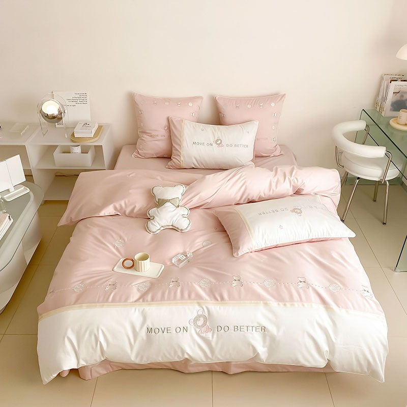 Long-Staple Five-Piece Pure Cotton Cute Bear Bed Set - Harmony Gallery