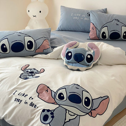 Cute Washed Cotton Disney Stitch Four-Piece Bed Set - Harmony Gallery