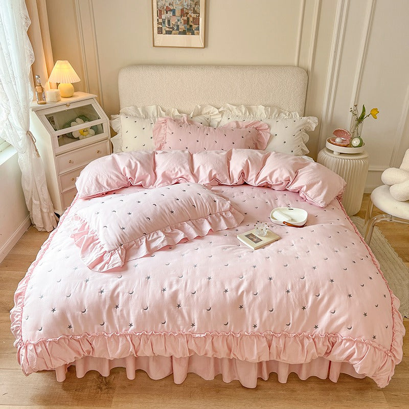 Star & Moon Washed Cotton Four-Piece Bed Set - Harmony Gallery