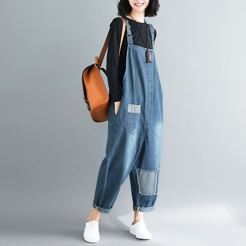Ripped Patch Literary Retro Harlan Women's Overall - Harmony Gallery