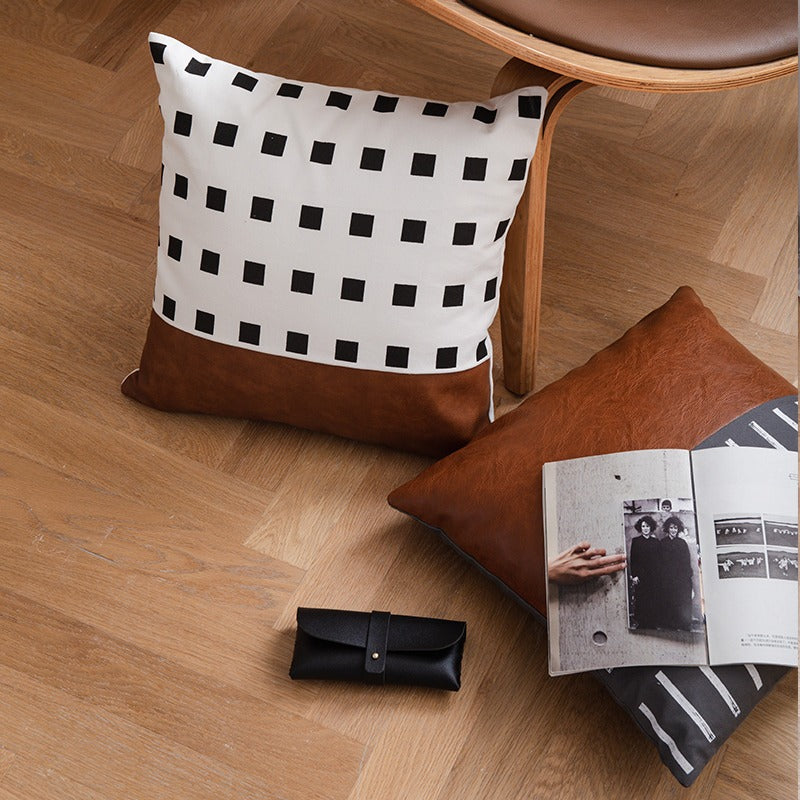 Simple Modern Nordic Leather Stitching Sofa Cushion - Harmony Gallery
