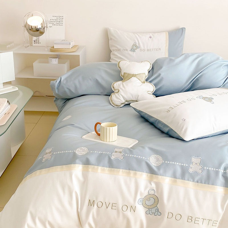 Long-Staple Five-Piece Pure Cotton Cute Bear Bed Set - Harmony Gallery