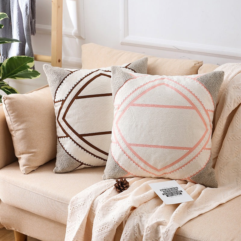 Nordic Simple Cotton Embroidery Living Room Sofa Cushion - Harmony Gallery