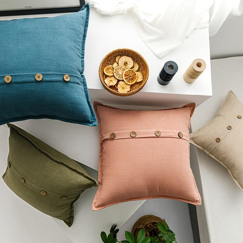 Cotton Linen Coconut Button Living Room Sofa Cushion - Harmony Gallery