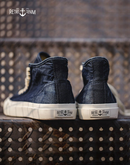 All-Match Casual Washed Denim High-Top Unisex Canvas Shoes - Harmony Gallery