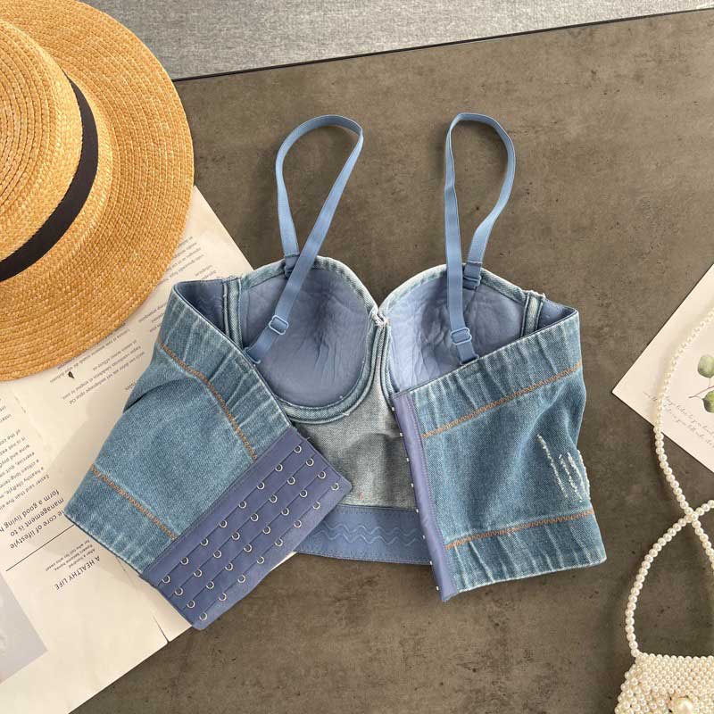 American Style Denim All-Match Bra Top - Harmony Gallery