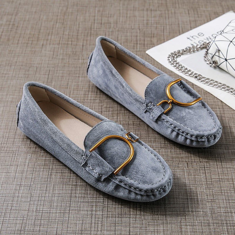 Leather Beanie Soft-Soled Comfortable Flat Women's Loafer - Harmony Gallery