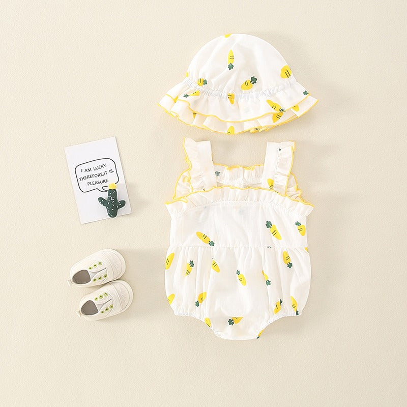 Short-Sleeved Summer Triangle One-Piece Baby Girl's Romper - Harmony Gallery