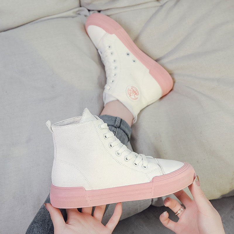 High-top Canvas All-Match Casual Board Women's Shoes - Harmony Gallery