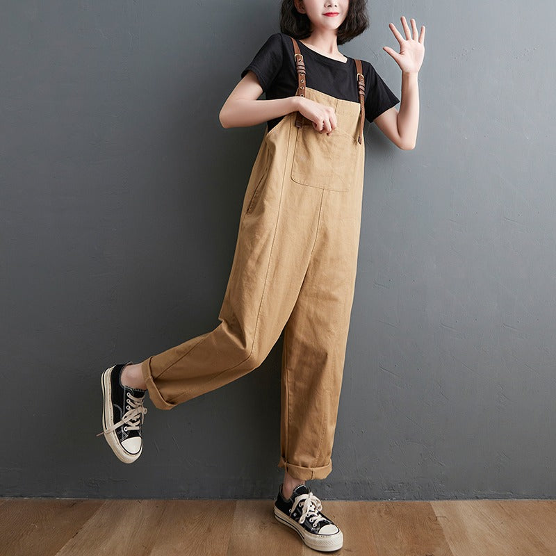 Solid Color Crotch Casual Women's Overall - Harmony Gallery
